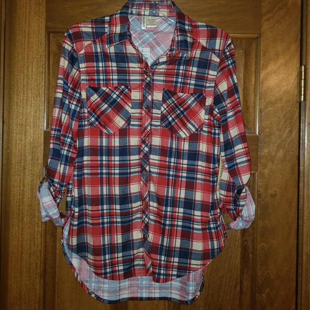 NWT Passport/Buckle Button Up - Navy/Red/Cream